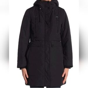 NWT Lucky Brand Hooded Lined Anorak‎ Water Resistant Jacket Black Large